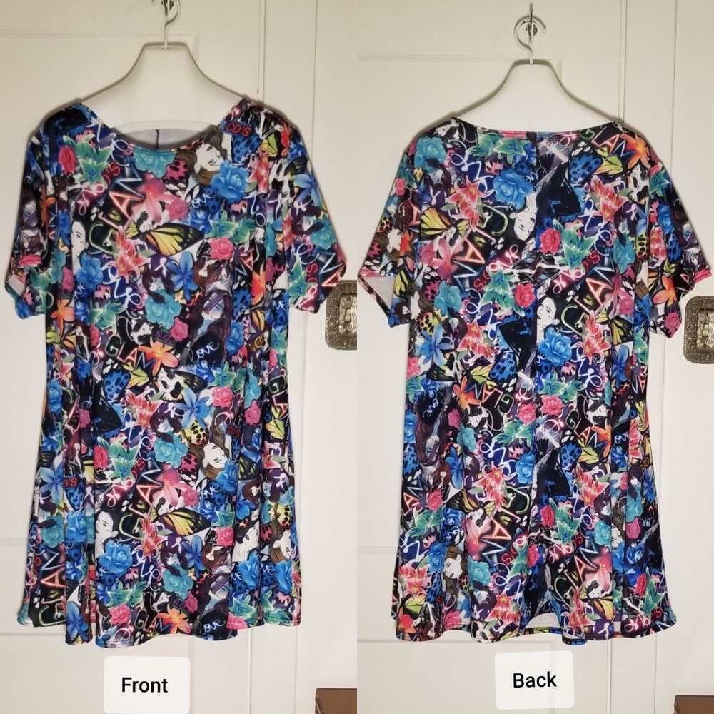 Avant Garde Pattern Swing Dress Sz 26/28